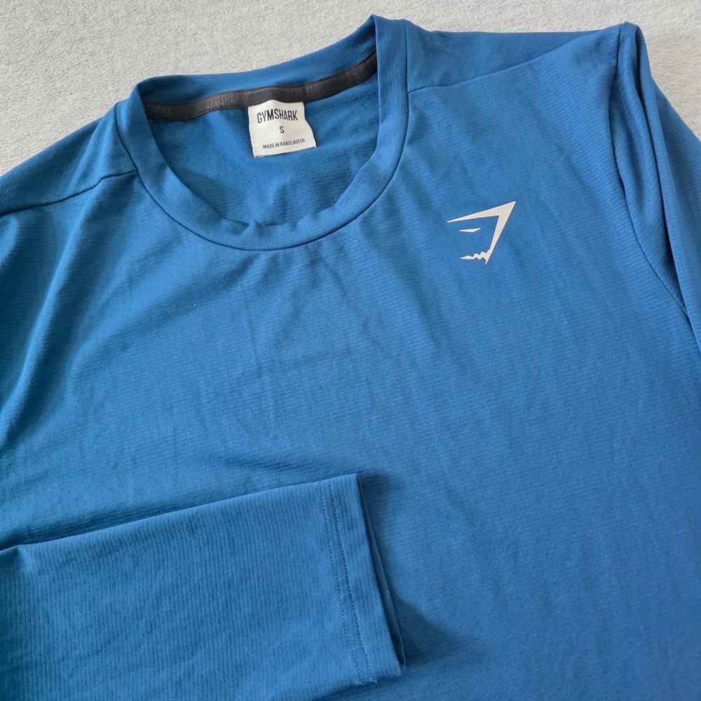 Gymshark Mens Long Sleeve Performance Training Shirt Blue Size Small